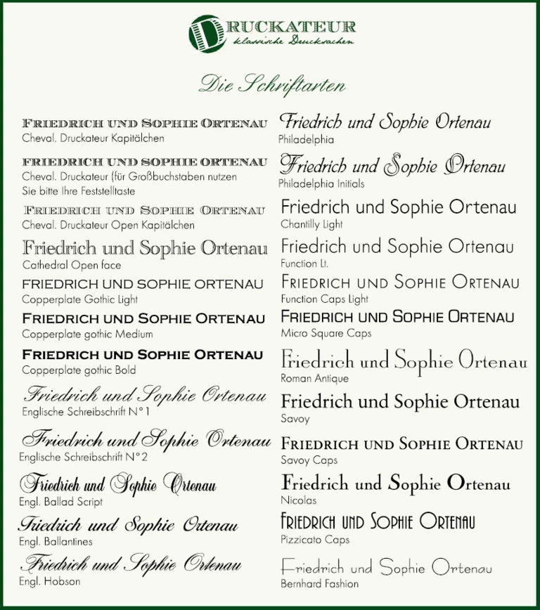 Die DRUCKATEUR Schriftarten