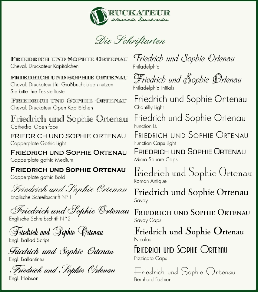 Die DRUCKATEUR Schriftarten