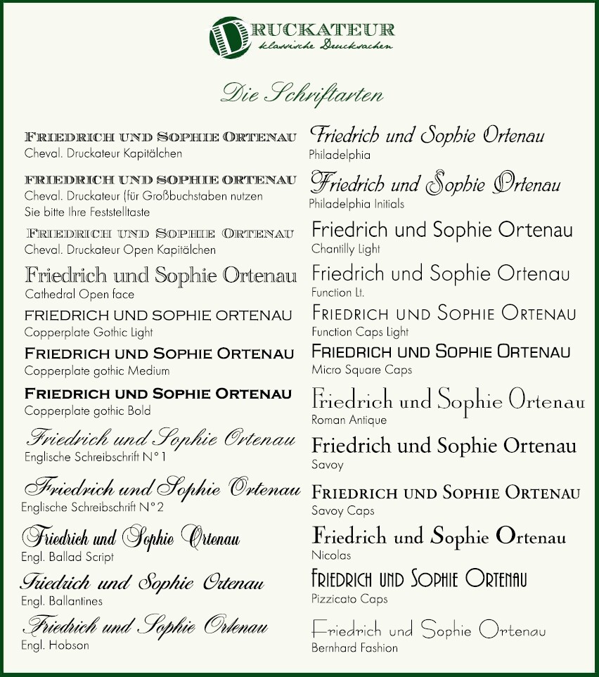 Die DRUCKATEUR Schriftarten